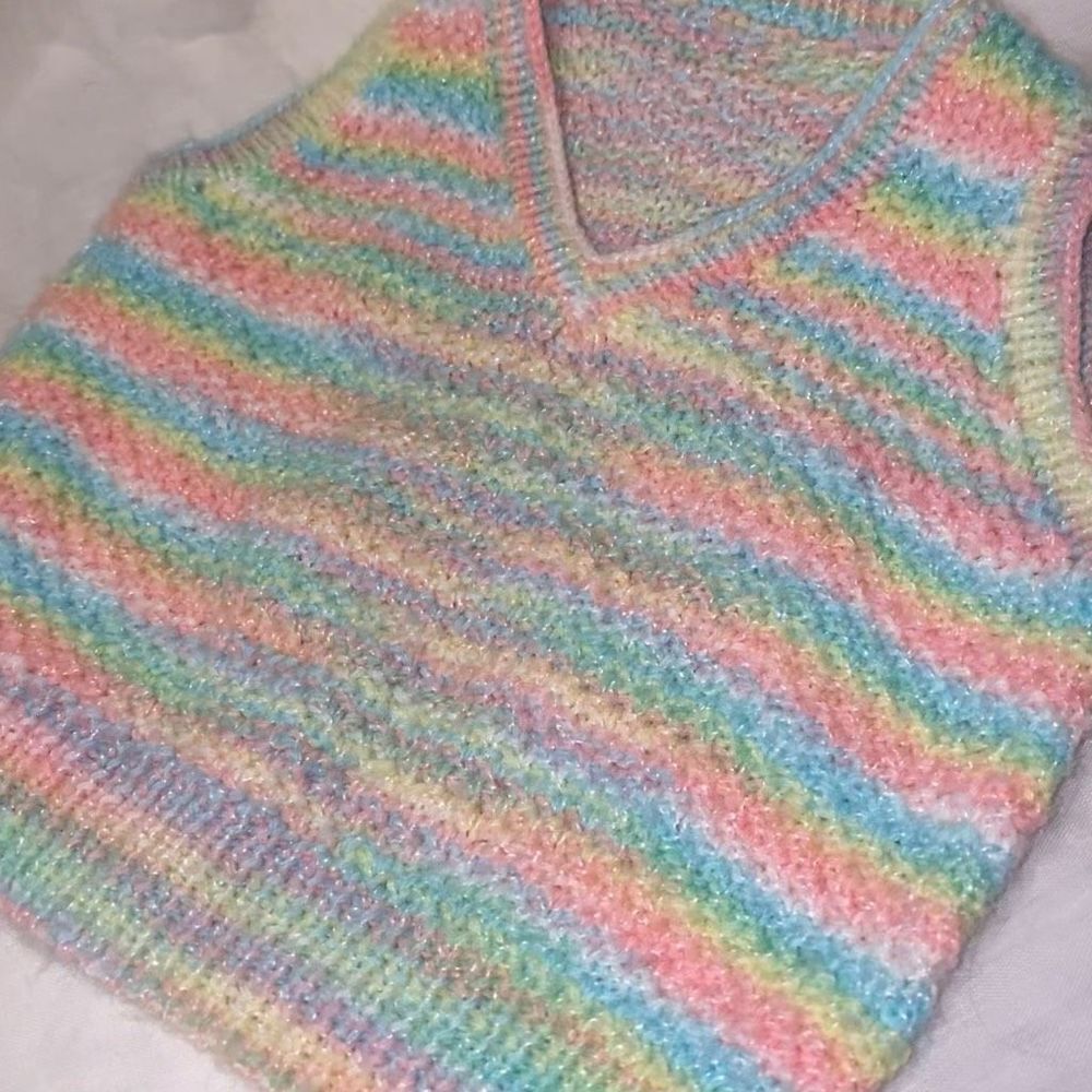 Vintage Handmade Pastel Crocheted Sweater Vest